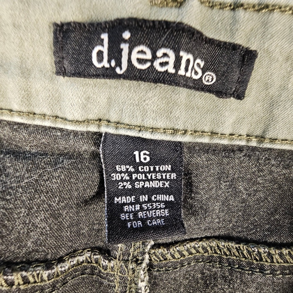 D.Jeans Womens Size 16‎ Olive Green Skinny Stretch Pants RN 55356 Utility Casual